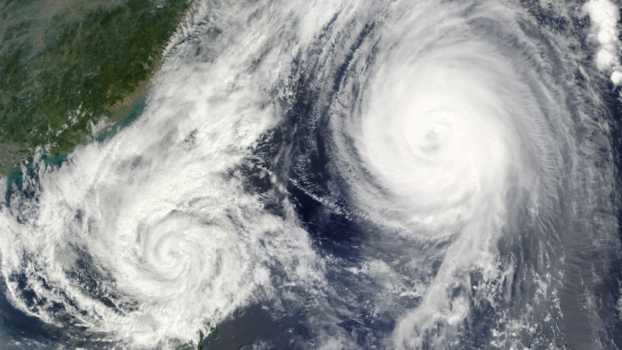 A top-down satellite picture of the weather.